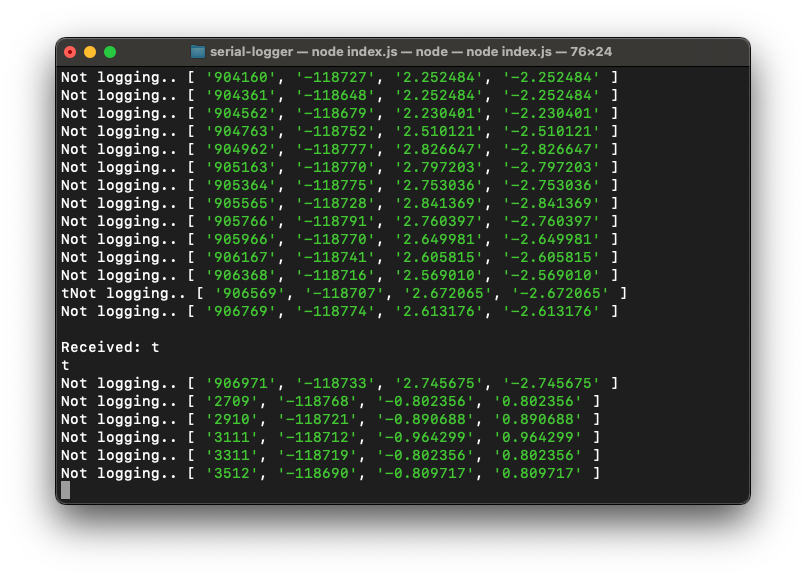 serial data with the prefix of not logging