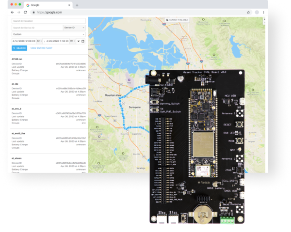 The Tracker SoM with a geolocation interface
