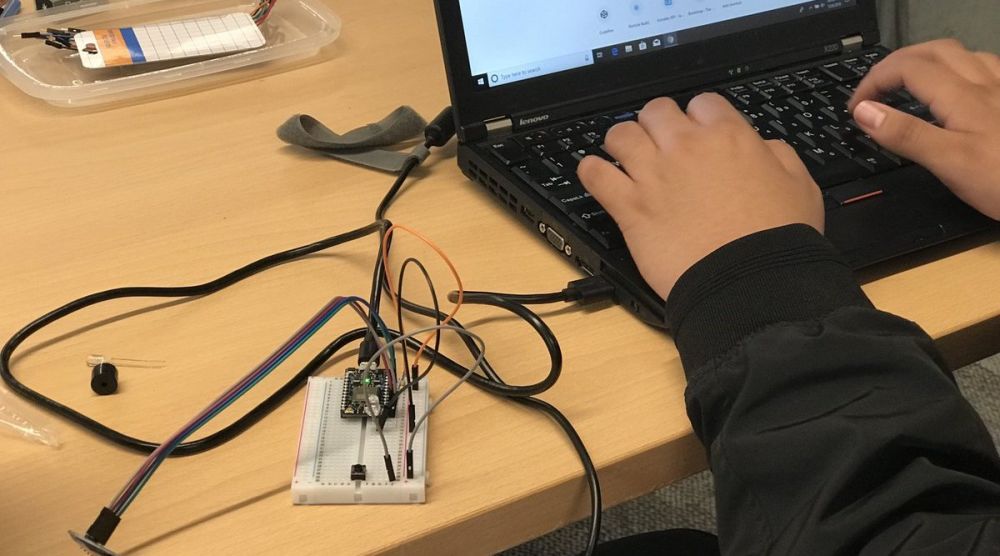 IoT hardware connected to a laptop