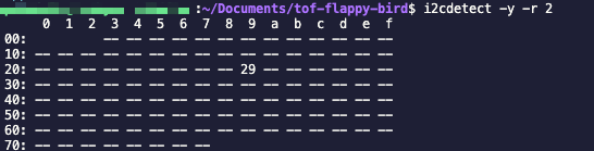 Adafruit ToF sensor with an address of 0x29