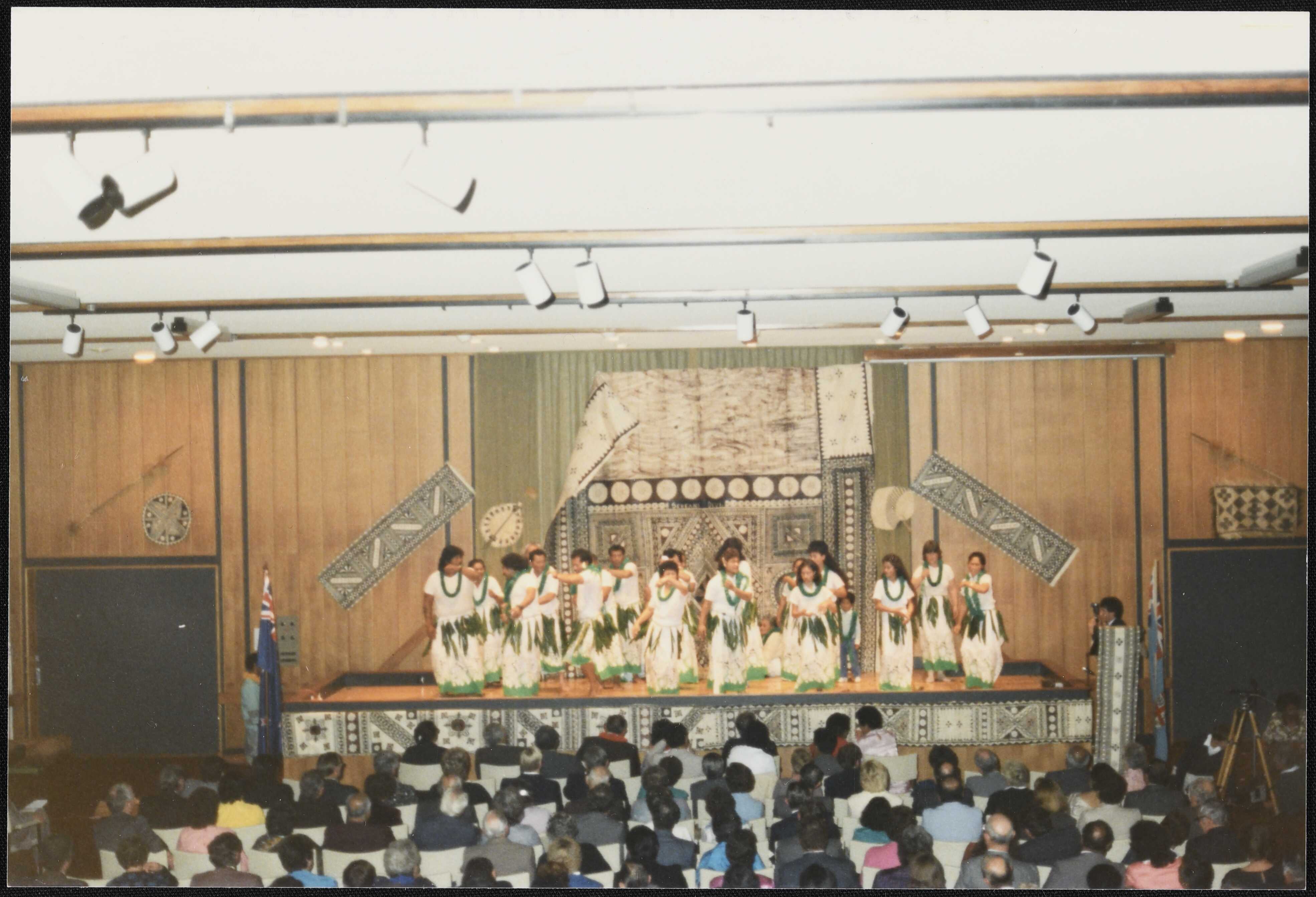 "Fiji "Cession" Day celebrations. Auckland Domain, 1986. Rotuman tautonga" 
Archives NZ Item Code: R431560 File 5