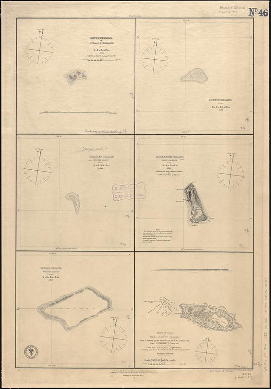 United States. Hydrographic Office, & United States Exploring Expedition (1838-1842). (1887). Gente Hermosa or Swains Island ; Jarvis' Island ; Birnies Island, Phœnix Group ; Enderbury' Island, Phœnix Group ; Hull's Island, Phœnix Group ; New-York or Washington Island [Map]. Retrieved from https://ark.digitalcommonwealth.org/ark:/50959/5d86rh44m
