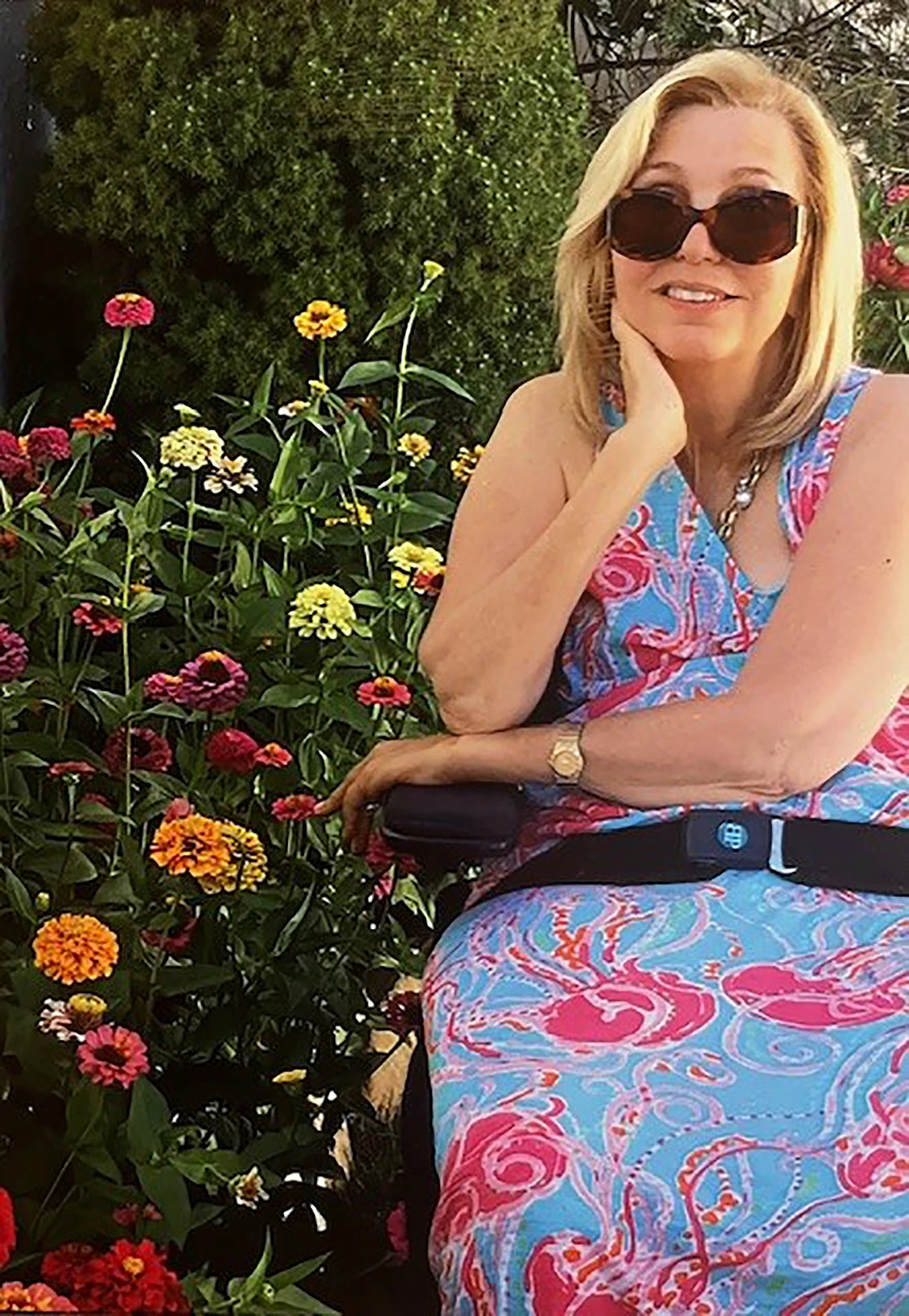 While Ms. Lieberman passed away of pneumonia-related complications in 2023, at the age of 66, her spirit lives on in the upcoming Back to Life Center. She had left a request for her favorite flowers, seen in this photo, to be planted at the Center, and Dr. Riccobono has plans to run an adaptive gardening workshop—one of Ms. Lieberman's hobbies.