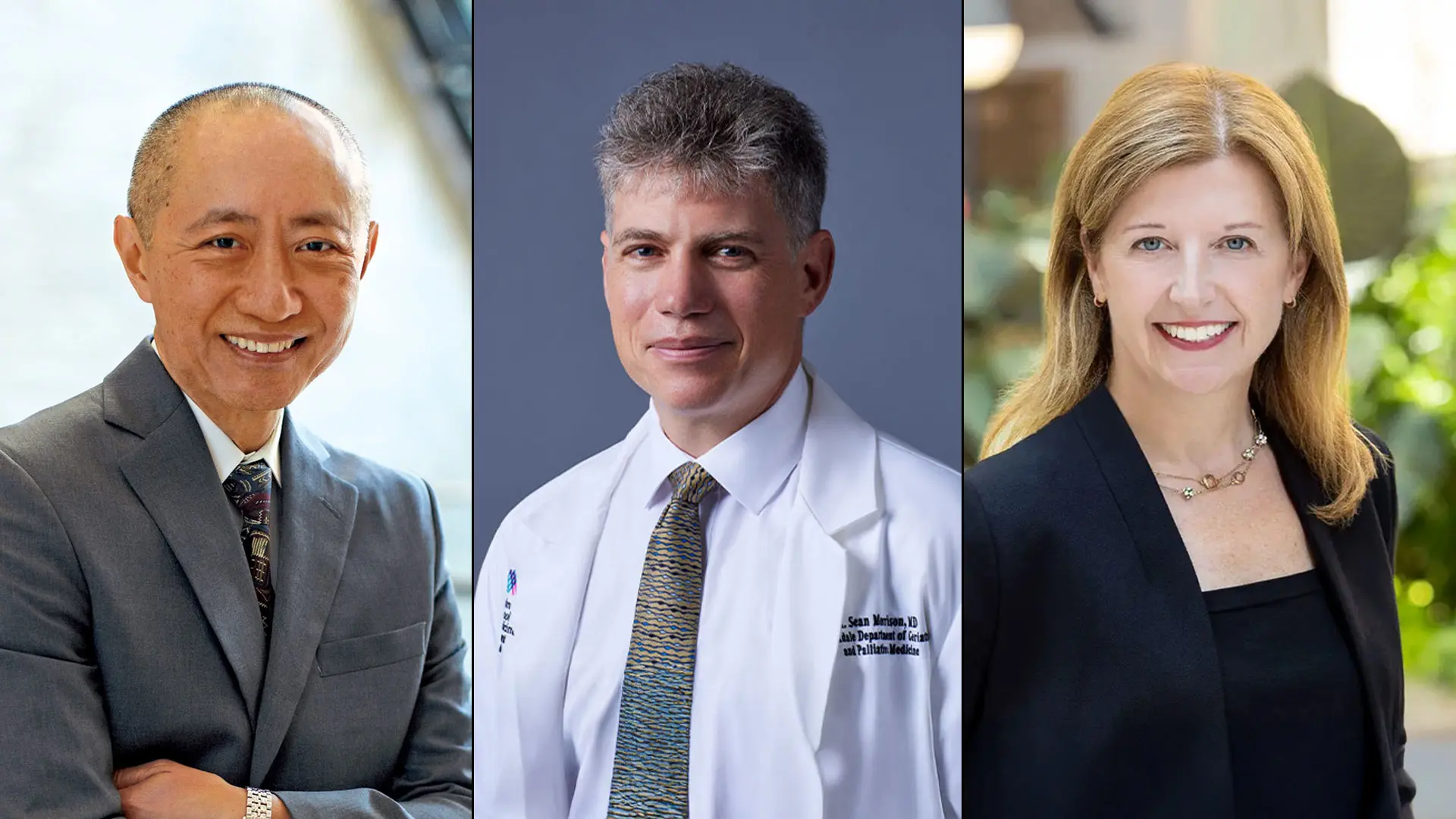 Albert Siu, MD, left, served as the Principal Investigator for the Claude Pepper Center at Mount Sinai. R. Sean Morrison, MD, the Ellen and Howard C. Katz Professor and Chair of the Brookdale Department of Geriatrics and Palliative Medicine, then served as PI, and now Melissa Aldridge, PhD, serves in that role.