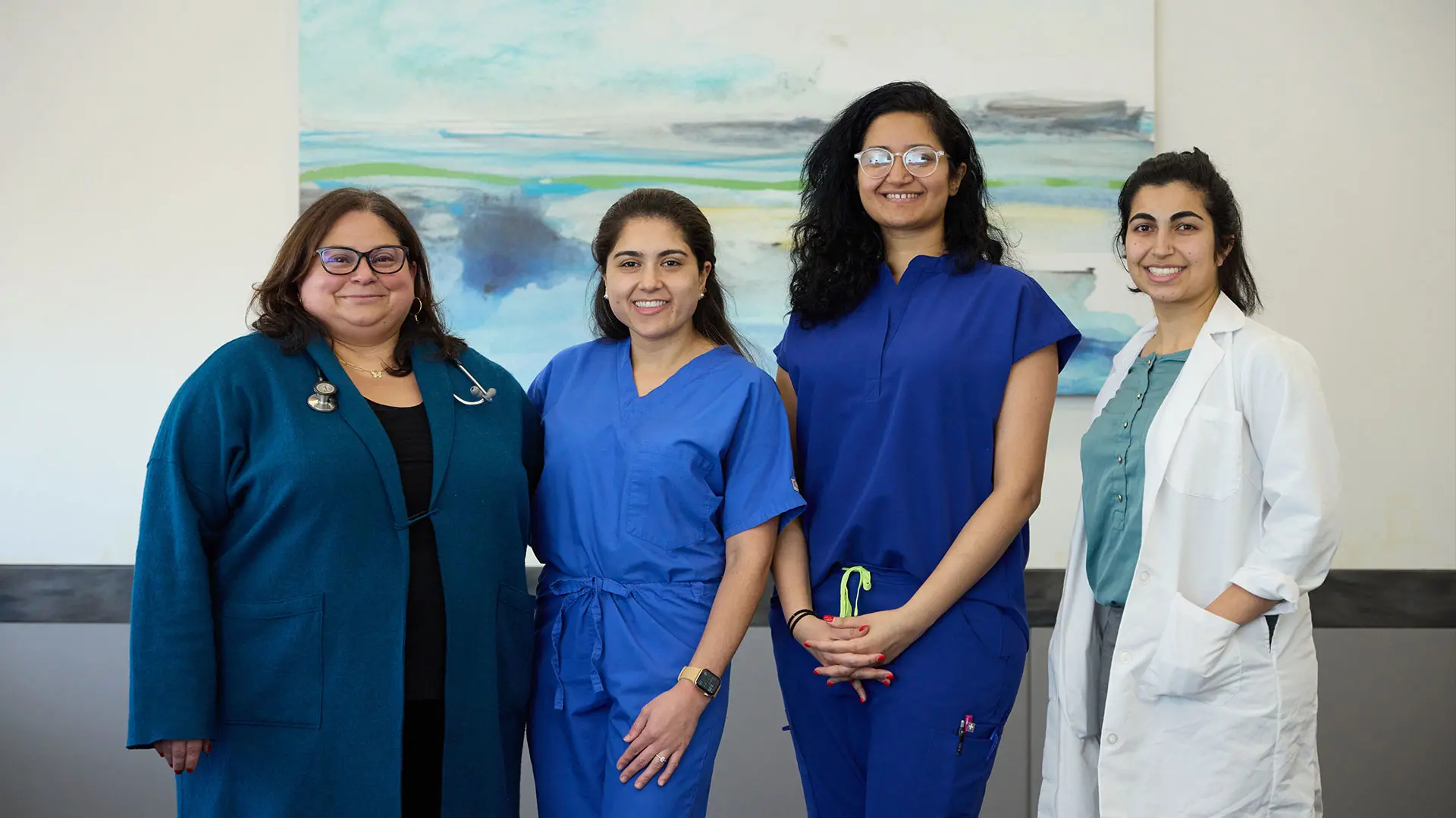 Helen M. Fernandez, MD, MPH, left, with Geriatrics and Palliative Medicine fellows