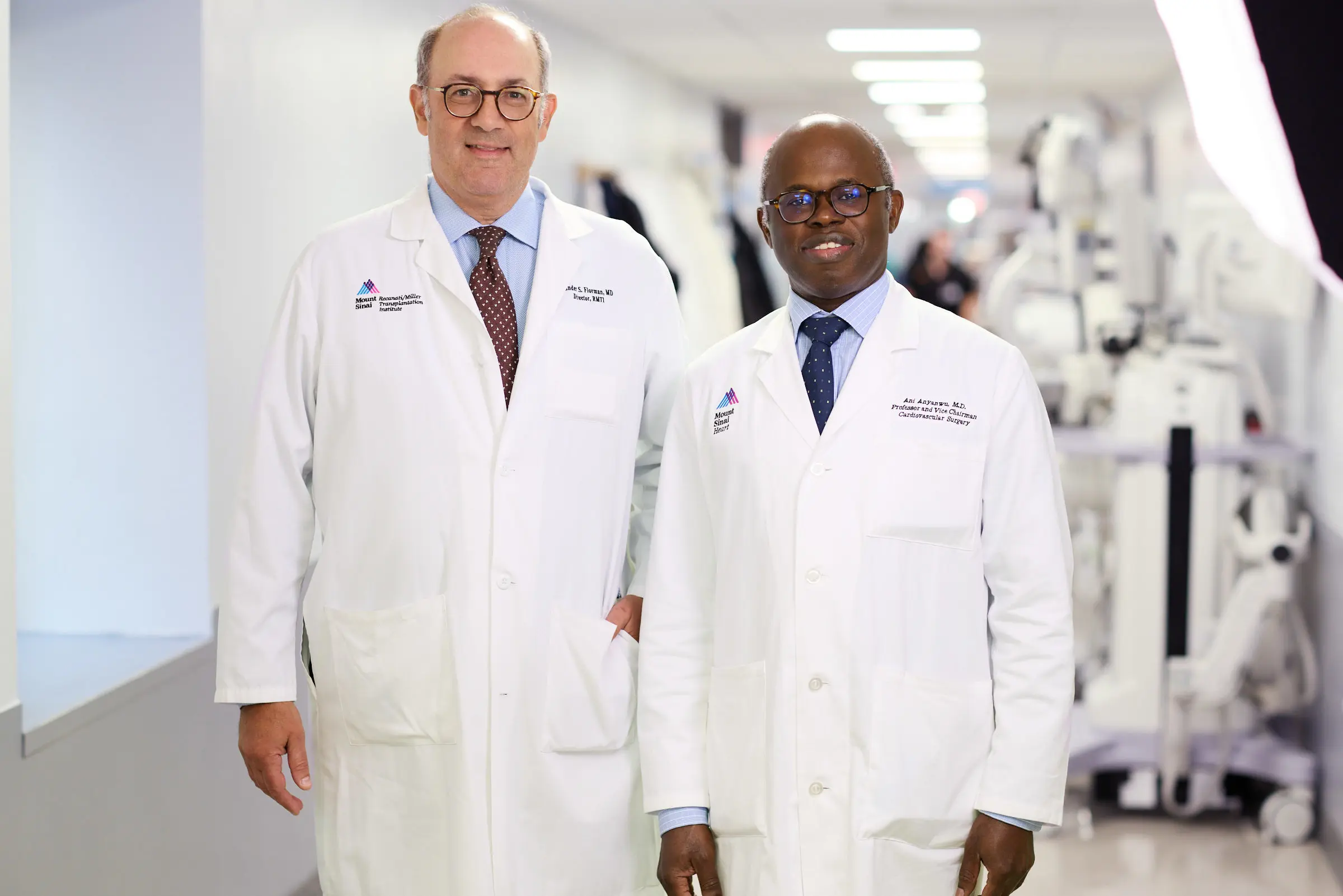 Sander Florman, MD, left, Charles Miller, MD, Professor of Surgery and Director of the Recanati/Miller Transplantation Institute at Mount Sinai, and Anelechi Anyanwu, MD, Vice Chair of Cardiovascular Surgery for the Mount Sinai Health System.