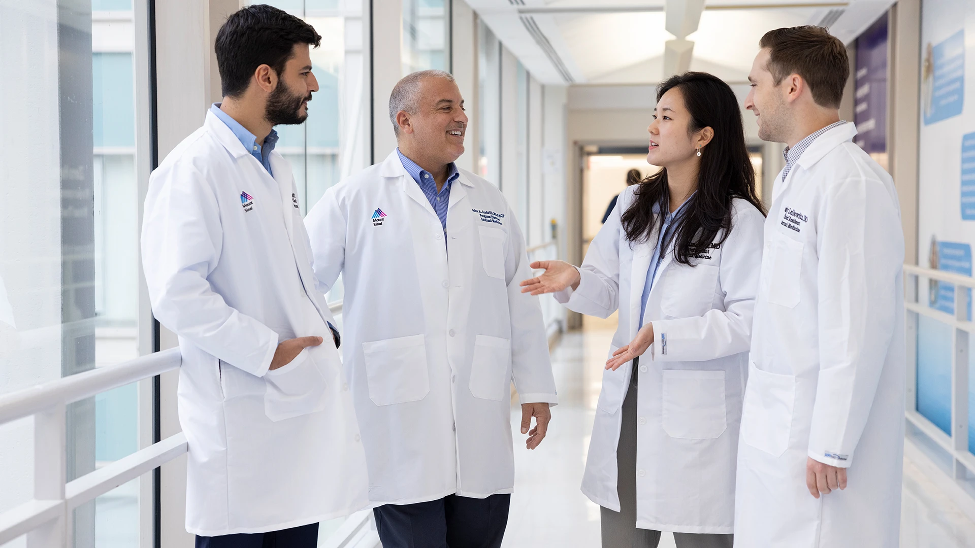 John Andrilli, MD, second from left, with the 2023-24 Mount Sinai Morningside and Mount Sinai West Chief Residents, Joseph Elias, MD; Jeeyune Bahk, MD; and Randy Leibowitz, DO 