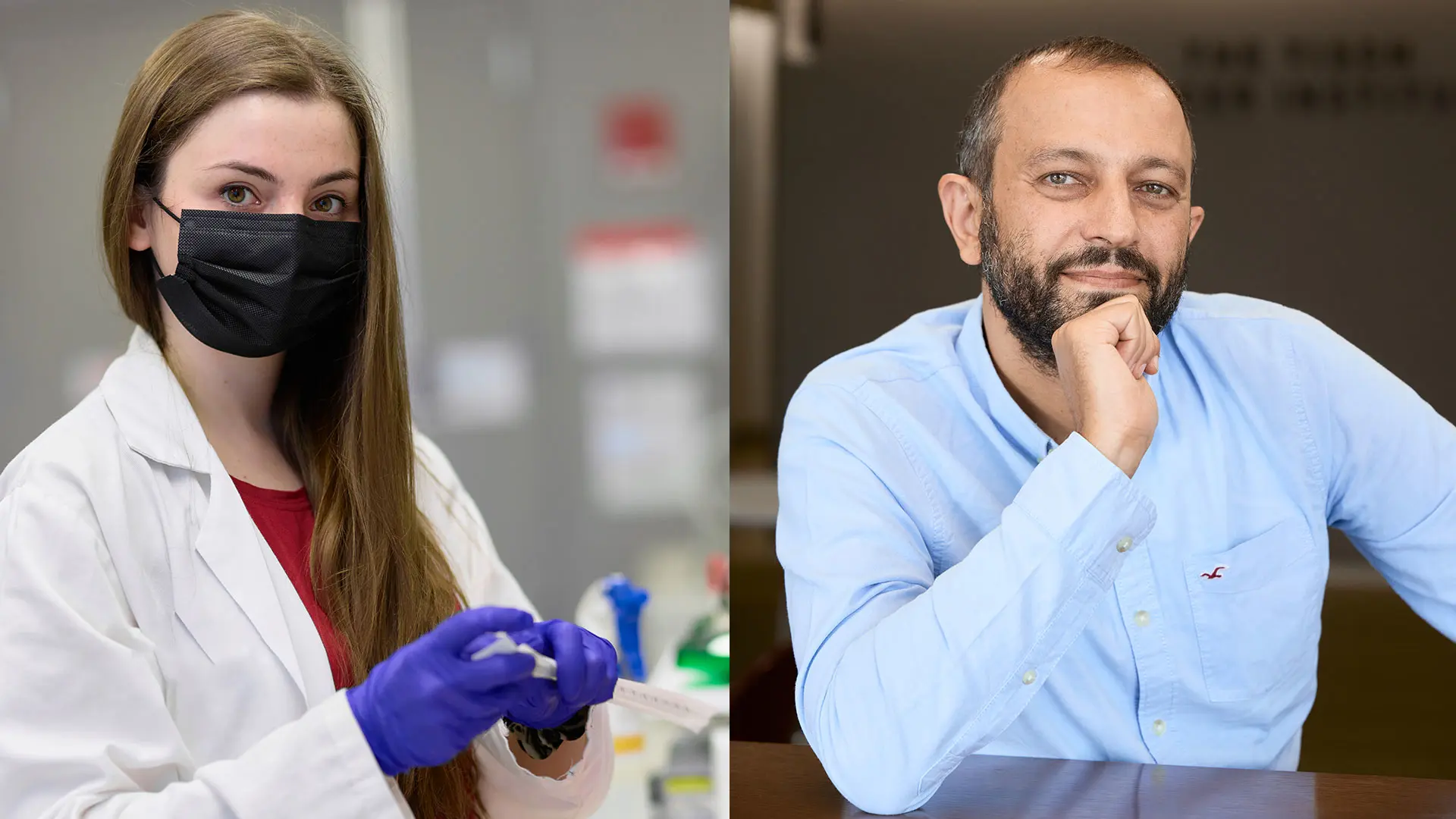 Third-year PhD student Megan Schwarz and Ernesto Guccione, PhD