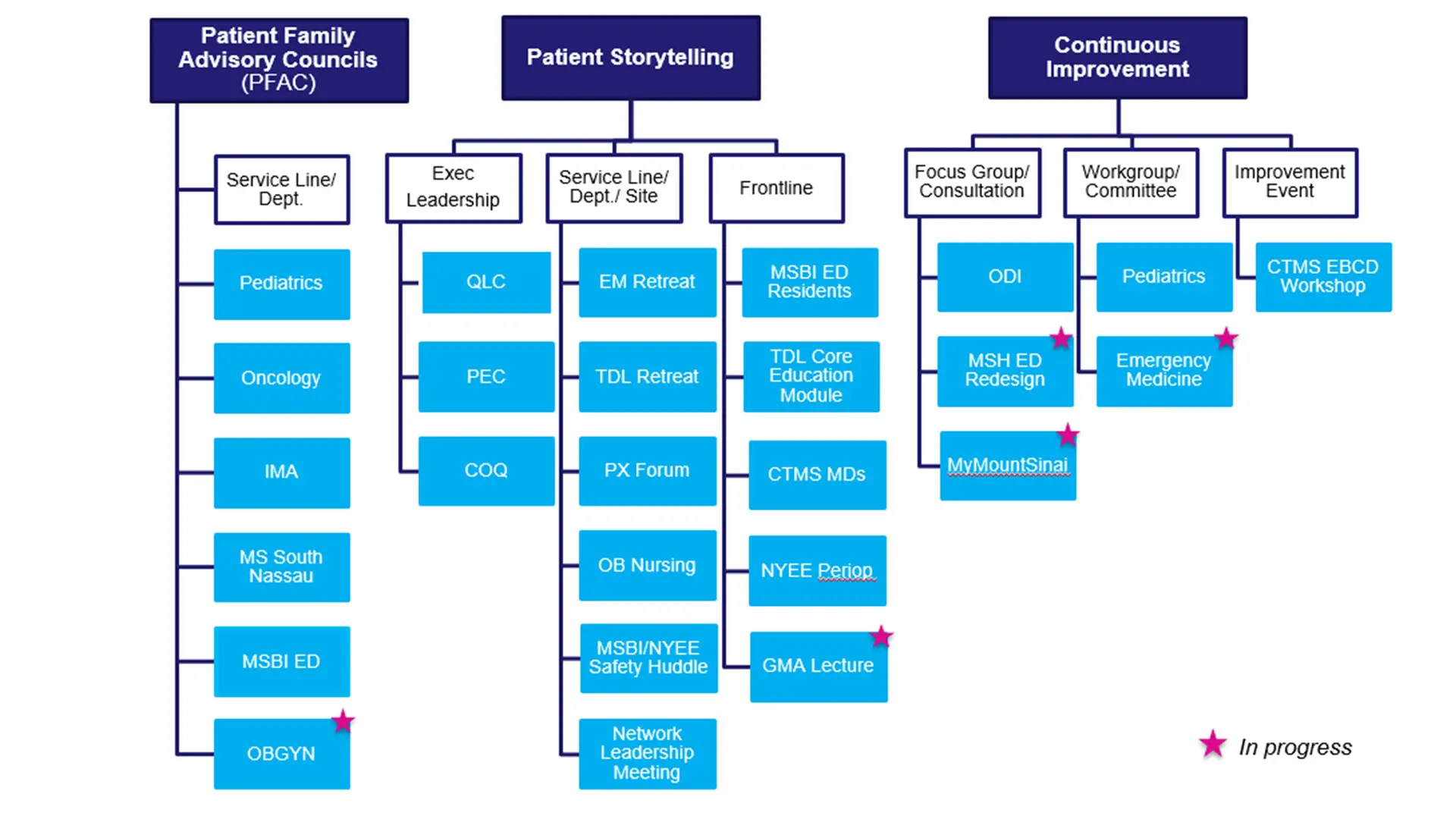   Commitment to Patient-Family Partnership, an organizational chart.