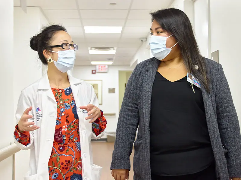 Stephanie Chow, MD, left, Assistant Professor of Geriatrics and Palliative Medicine who heads up ALIGN, and Lizette Andrango, LMSW