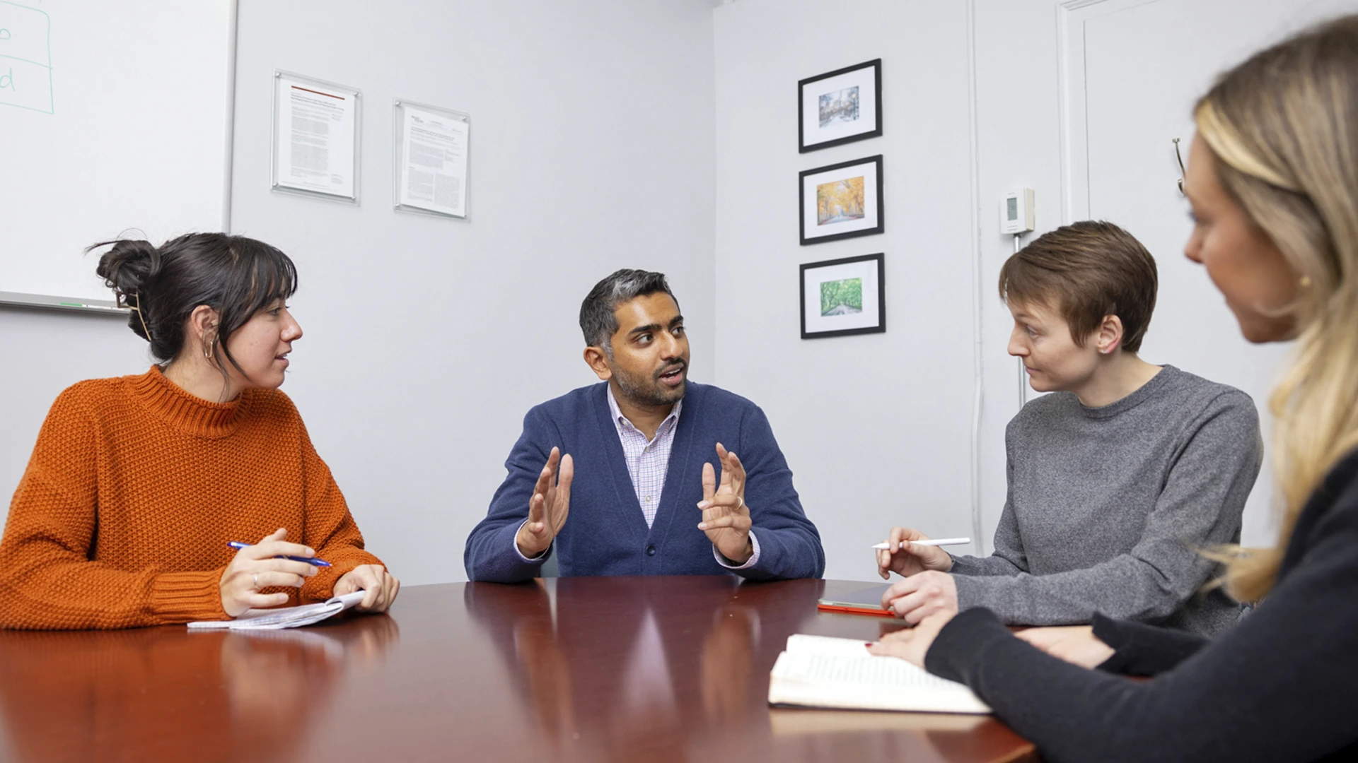 Dr. Kumar (second from left) with his research team, from left to right, clinical research coordinator Sydney McCage; program manager Amanda Watsula; and project manager Brittany Engelman. They are leveraging the Mount Sinai Data Warehouse that aggregates clinical data across the Health System.