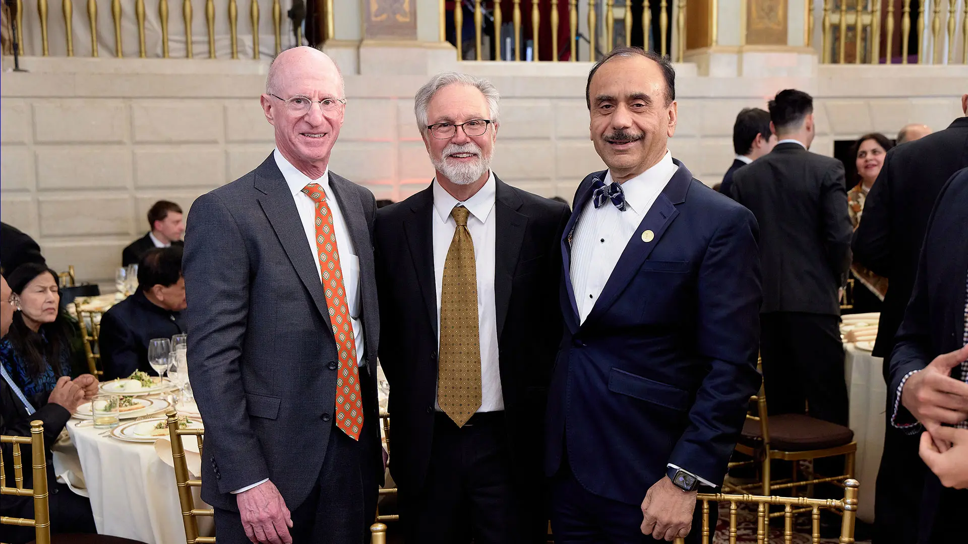 From left: James Tisch, Nobel Laureate Gregg Semenza, MD, PhD, and Dr. Tewari