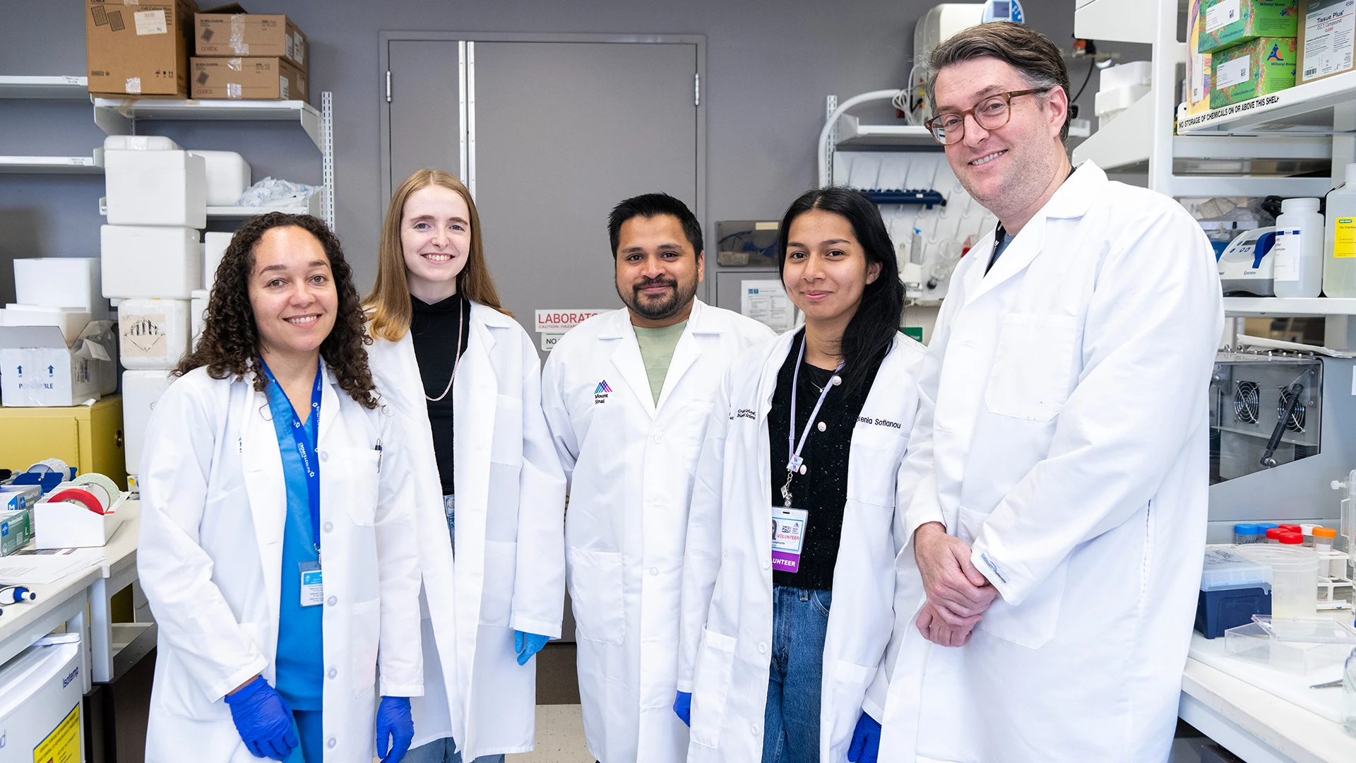 From left: Dr. Guisado; Ms. Cook; postdoctoral fellow Shishir Singh, PhD; Ms. Campoverde; and Dr. Cohen