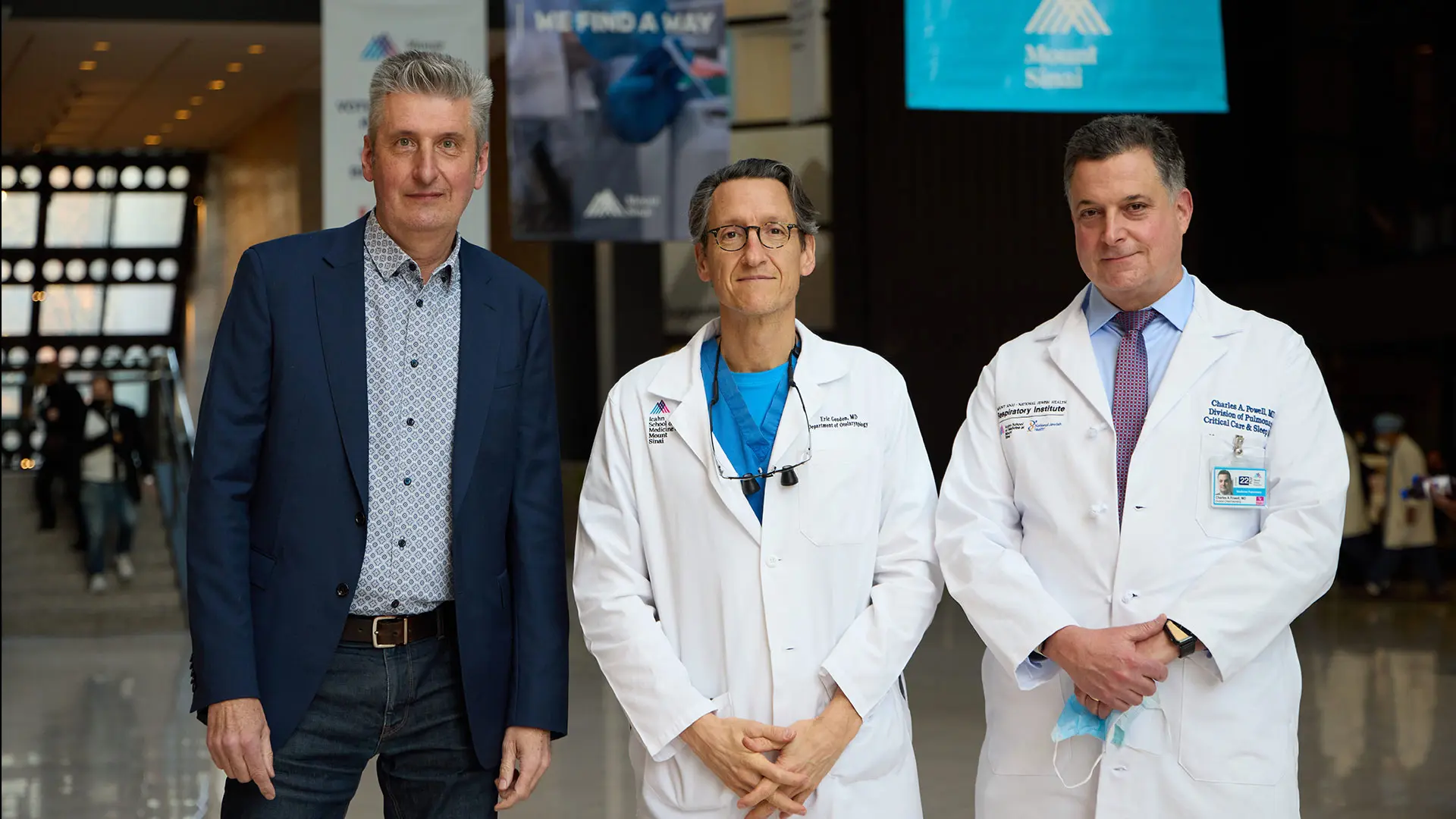 Institute for Airway Sciences leadership pictured from left: Marek Mlodzik, PhD;  Eric M. Genden, MD, MHCA, FACS; and Charles A. Powell, MD, MBA