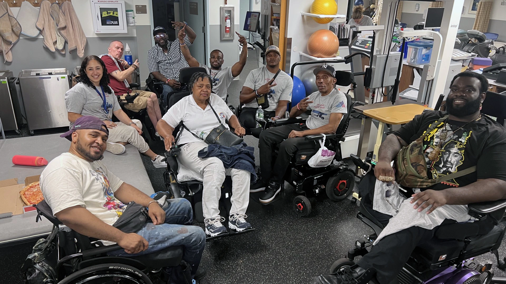 The initiative is growing and adding new programs, including this pictured session of the Gun Violence Support Group in June 2023, for people who have experienced or survived gun violence. Various programs have also resumed group outings and activities to foster community among SCI patients.