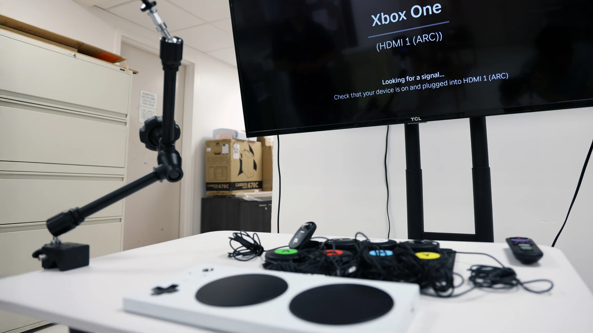 The Back to Life Center will have an assistive technology loan bank, which will allow patients to borrow novel equipment—such as the adaptive gaming controller shown in this photo—to help them on their journey of rehabilitation.