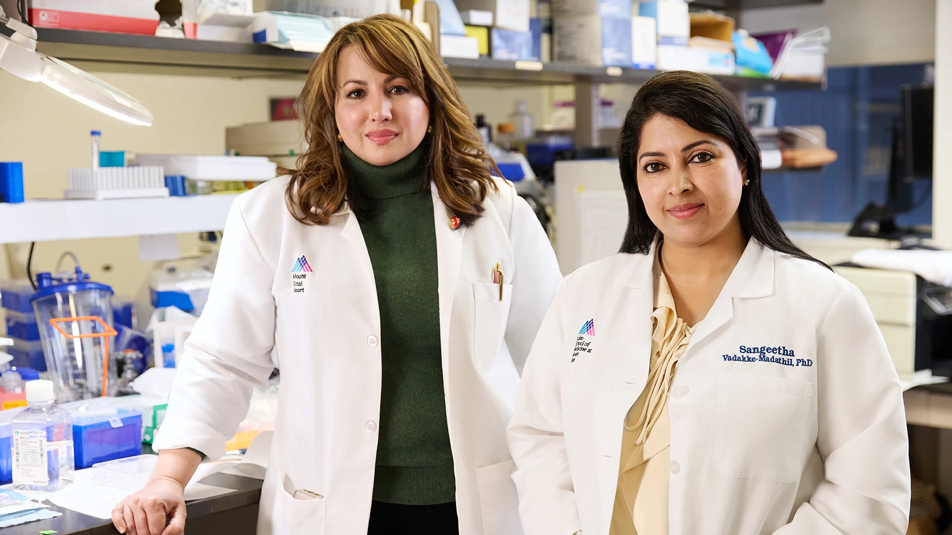 Hina Chaudhry, MD, left, and Sangeetha Vadakke-Madathil, PhD.