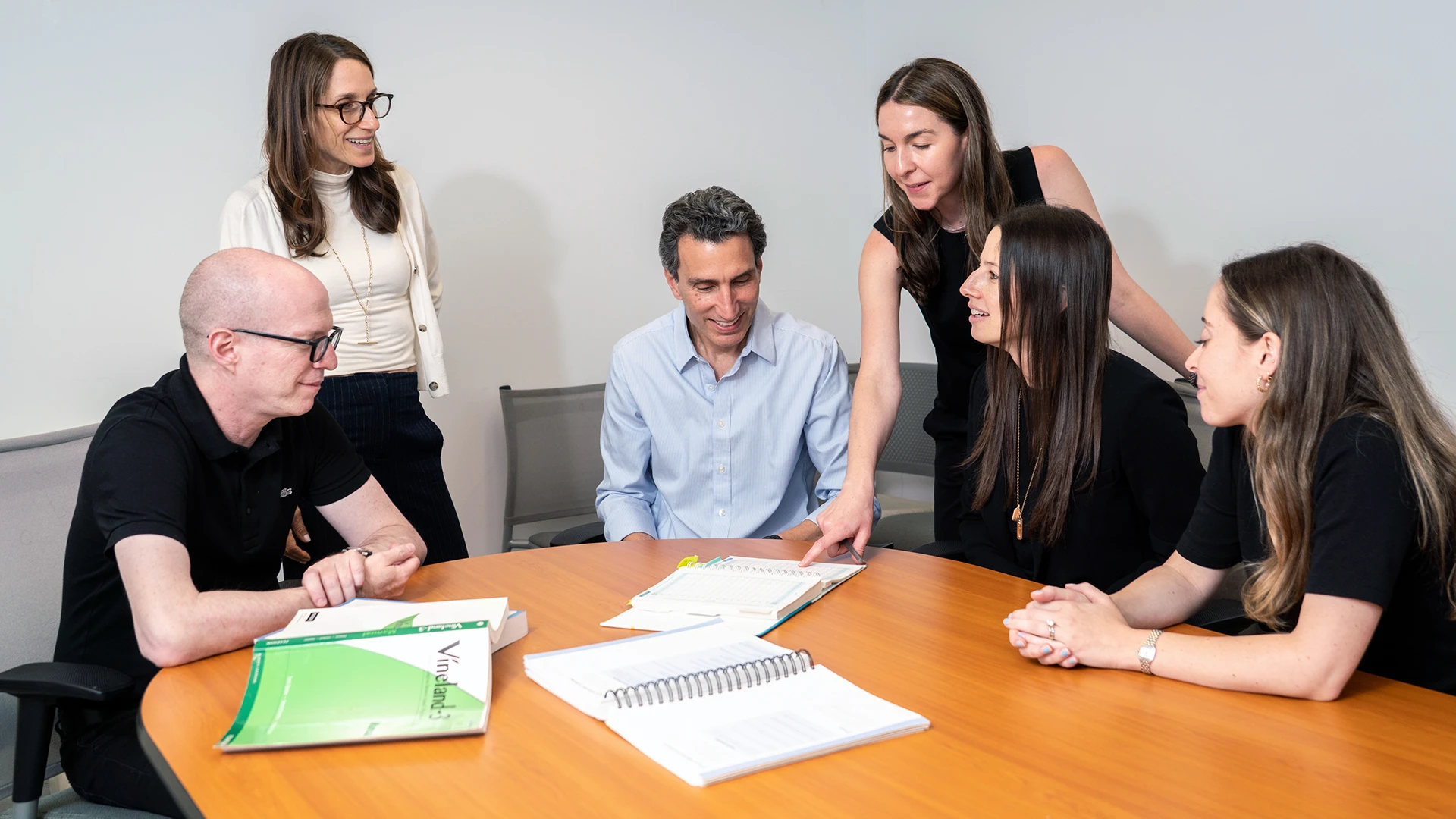 Some members of the Seaver Autism Center, from left to right: Dr. Reichenberg; Danielle Halpern, PsyD, Associate Professor of Psychiatry; Alex Kolevzon, MD, Clinical Director of the Center; Audrey Rouhandeh, PhD, Clinical Research Coordinator; Paige Siper, PhD, Assistant Professor of Psychiatry; and Tess Levy, MSc, Assistant Professor of Psychiatry.