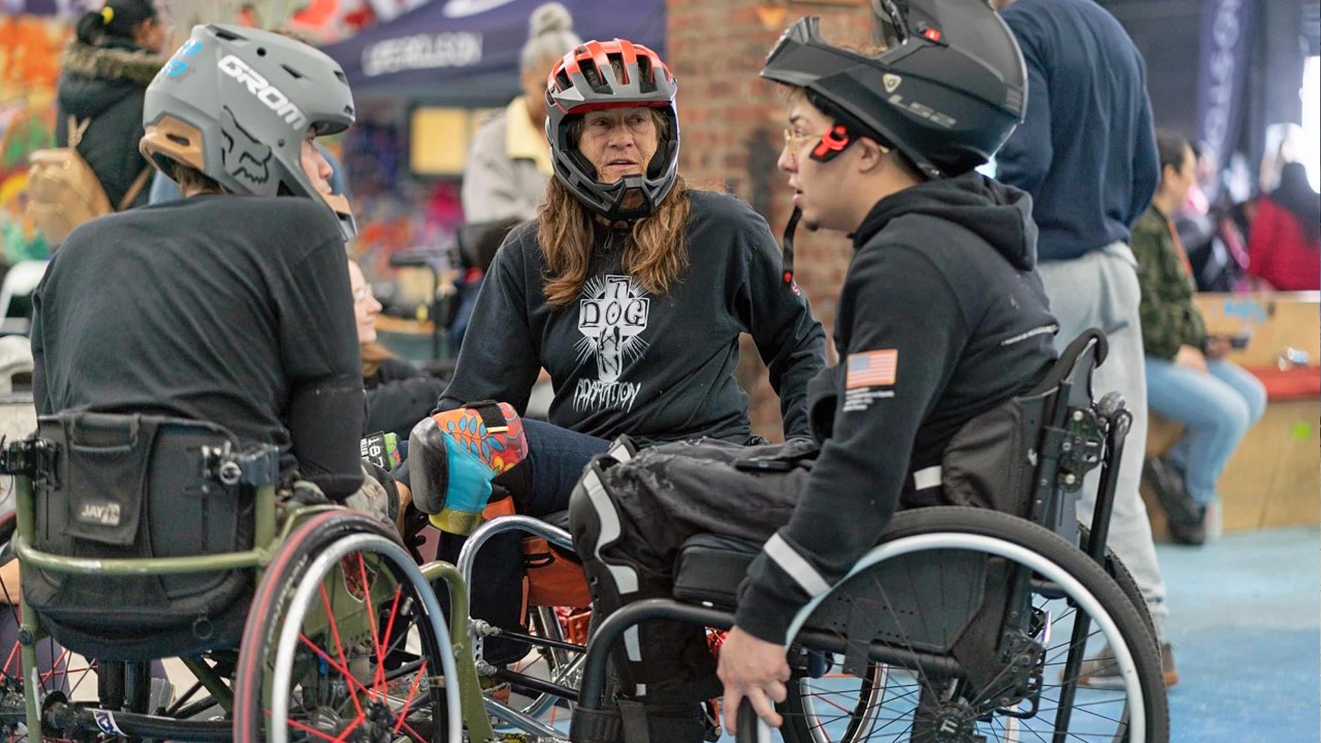 Programming have grown to a wide variety, including meditation sessions, group counseling and therapy, and even home-based and aerobic training. Pictured is a Mount Sinai WCMX event, a sport in which wheelchair athletes perform tricks adapted from skateboarding and BMX.