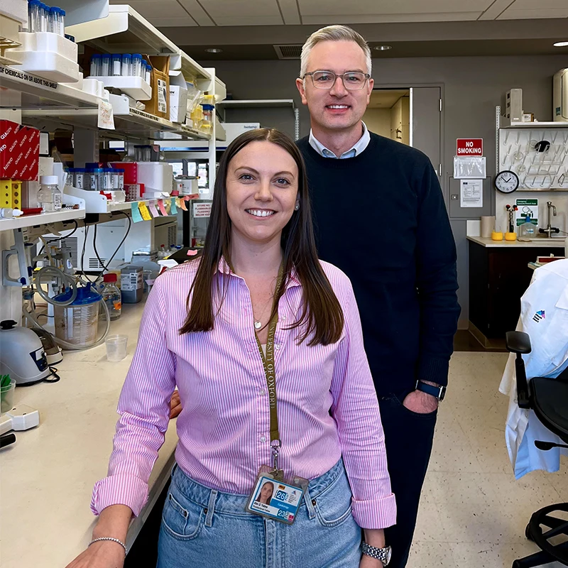 Cameron McAlpine, PhD, and Abi Yates, PhD, a postdoctoral fellow and first author of the study.