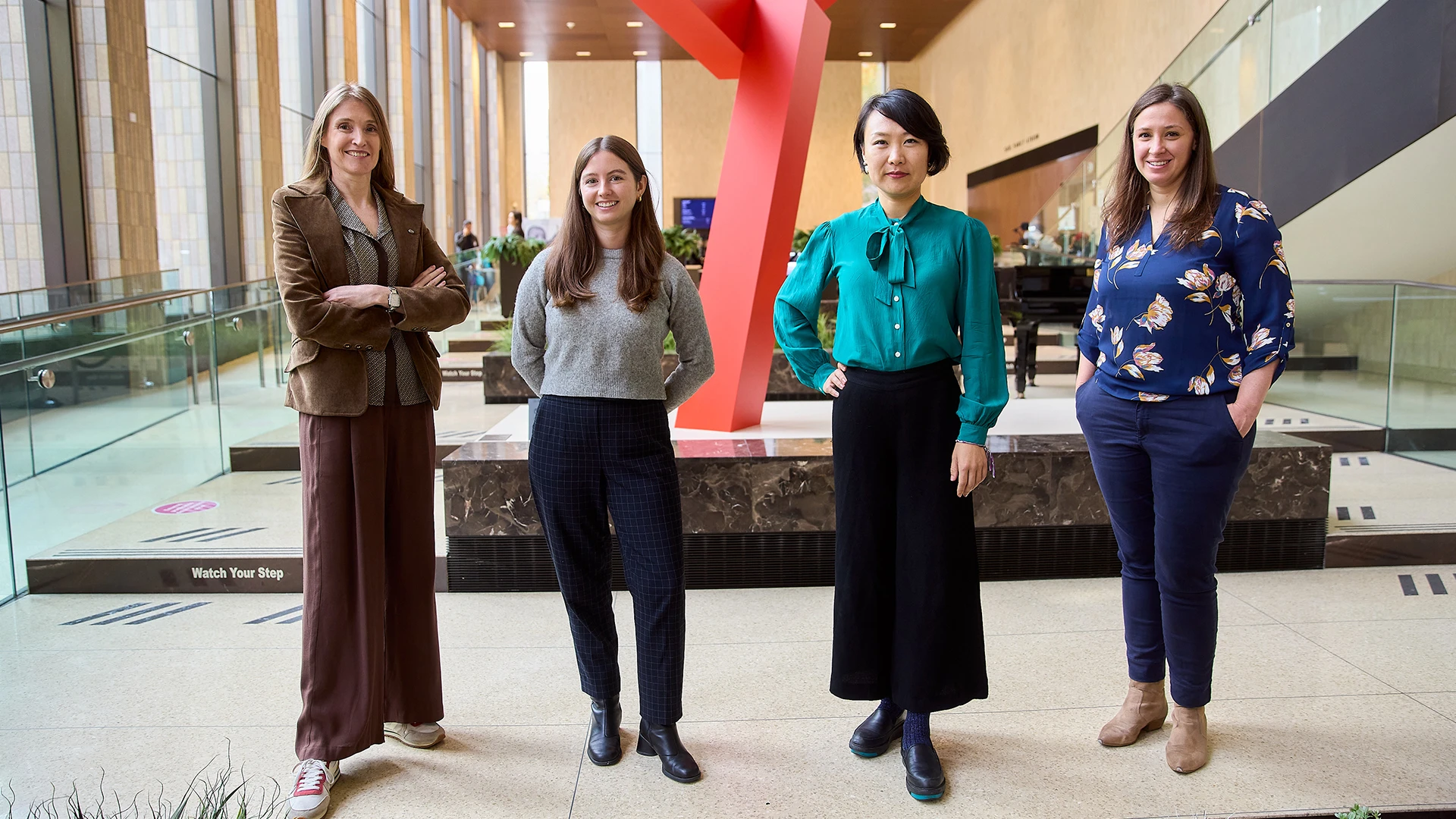 From left: Daniela Schiller, PhD; Sarah Banker, who is enrolled in the PhD in Neuroscience program; Xiaosi Gu, PhD; and Jennifer Foss-Feig, PhD. 
