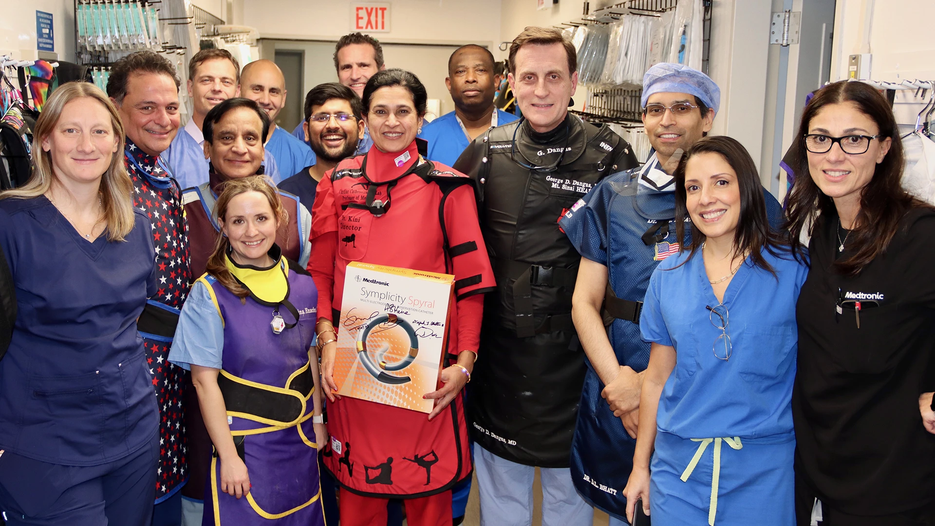 The team performing the Symplicity Spyral procedure included Prakash Krishnan, MD, Samin K. Sharma, MD, Annapoorna S. Kini, MD, George Dangas, MD, PhD, Deepak L. Bhatt, MD, MPH, and staff of The Mount Sinai Hospital Cardiac Catheterization Laboratory. 
