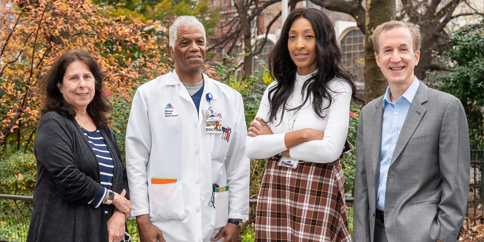 Psychiatry DEI Committee members at Mount Sinai Beth Israel, from left to right: Elizabeth Ochoa, PhD; Kenneth Ashley, MD; Kecia-Ann Blissett, DO; and Grant Mitchell, MD
