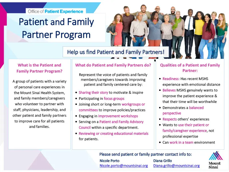 The framework for joining or working with the Patient-Family Partnership Program.