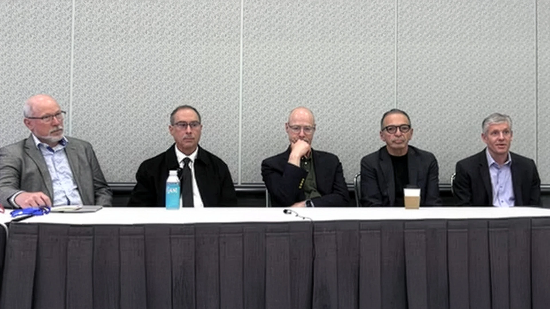 Igor Galynker, MD, PhD, Professor of Psychiatry at the Icahn School of Medicine at Mount Sinai, presented the Narrative Crisis Model for detecting and preventing suicidality at the 2025 American Psychiatric Association Annual Meeting in Los Angeles. At the panel, Dr. Galynker invited four fathers who had lost children to suicide, each talking about how their children did not have suicide risk detected via the traditional methods used by psychiatrists. From left to right: Oliver Lignell; Lorence Miller, PhD; Frederick Miller, MD; Dr. Galynker; and Rob Masinter.
