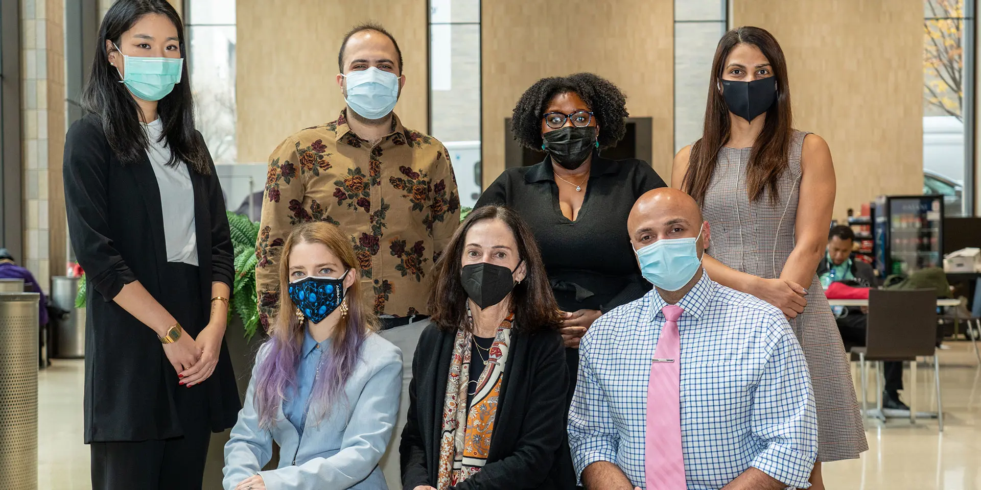 Psychiatry DEI Committee members at The Mount Sinai Hospital, from left to right (back row): Sabrina Shih, LMSW; Ali Haidar, MD; Naomi Dambreville, PhD; Rajvee Vora, MD. From left to right (front row): Alla Prokhovnik-Raphique, PhD; Jane Martin, PhD; and Anand Sukumaran, MD  






