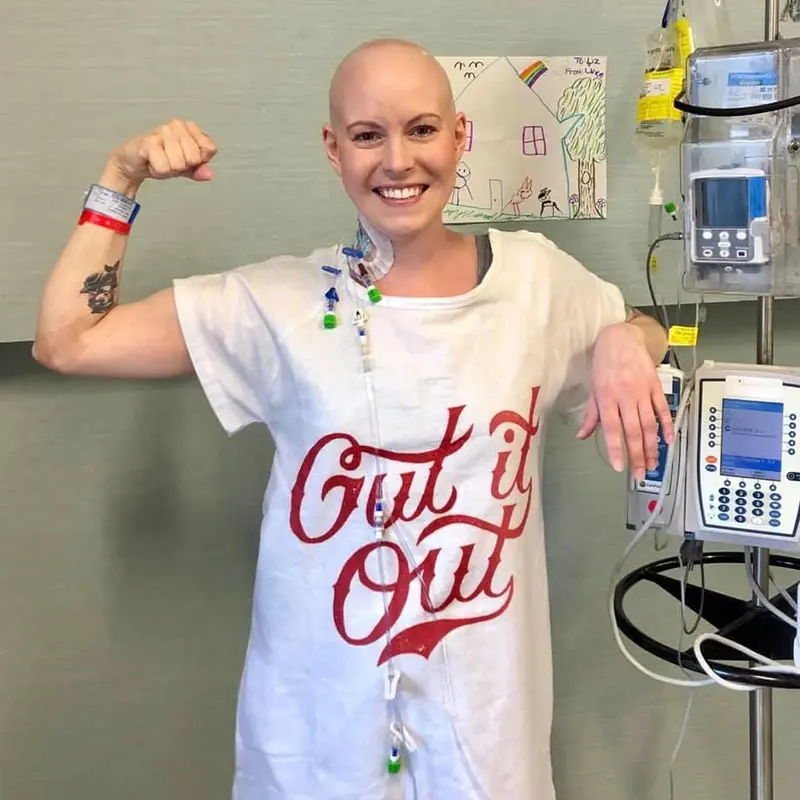 Patient Liz Palen in 2020, just after receiving an autologous stem cell transplant for Crohn's disease