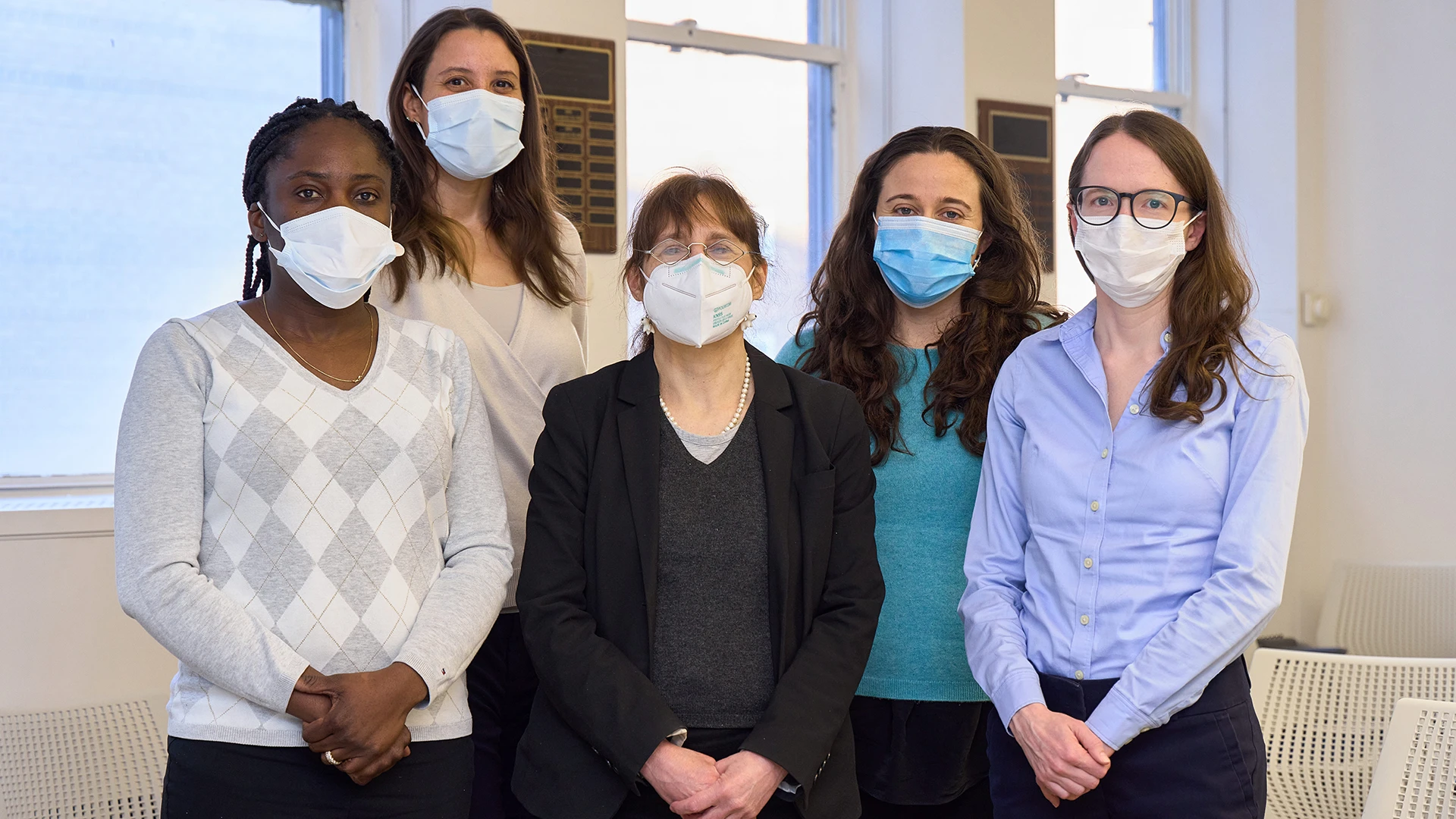 Team members, from left, Selassie Ogyaadu, MD, MPH; Camilla Levister, NP, CDCES; Carol J. Levy, MD, CDCES; Emily Ellis, RD; and Grenye O'Malley, MD.