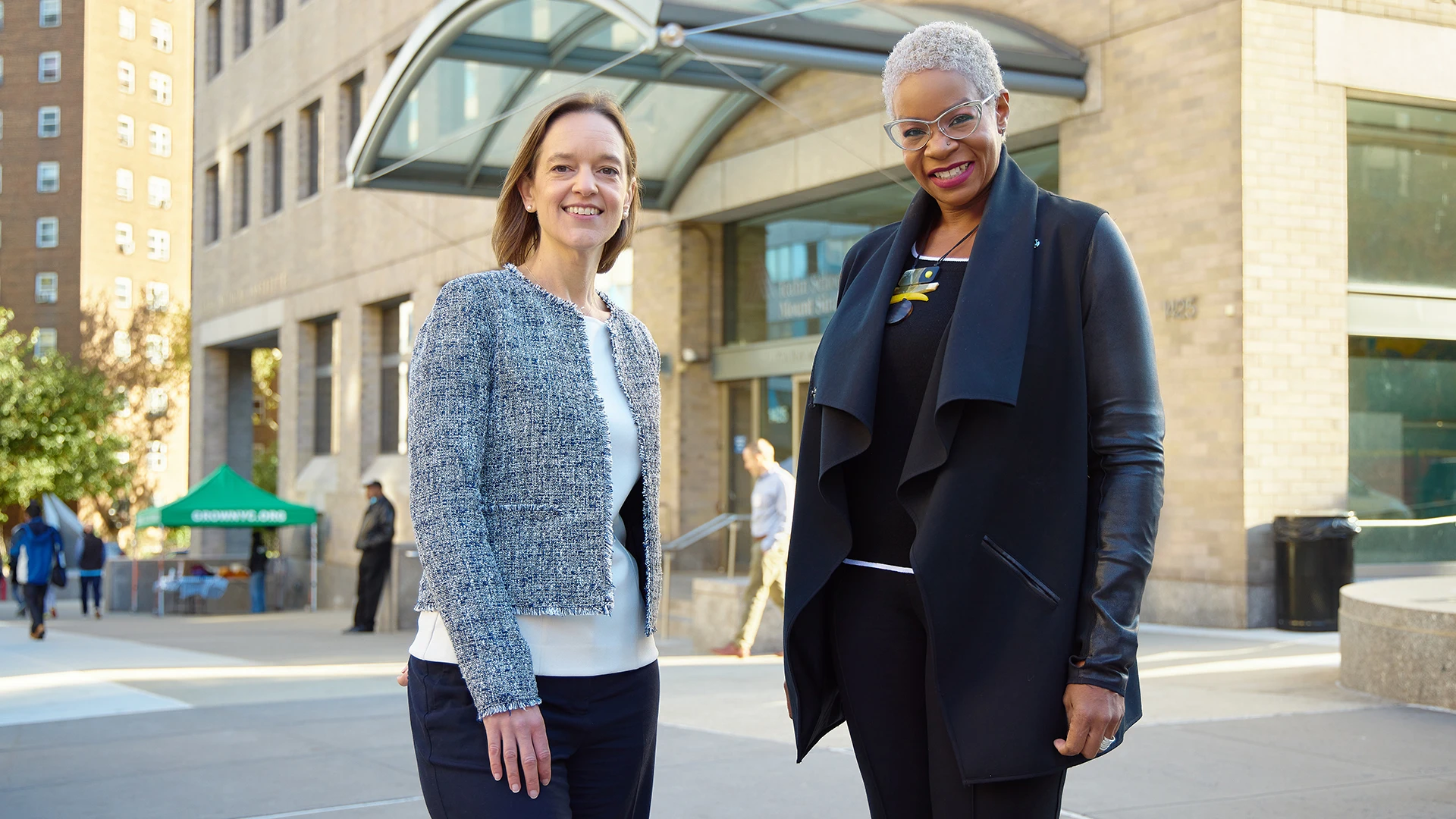 Amy Kelley, MD, MSHS, left, Hermann Merkin Professor in Palliative Care and Vice Chair of Health Policy and Faculty Development for the Brookdale Department, and Tremayne Cunningham, MS, Vice Chair of Administration and Finance