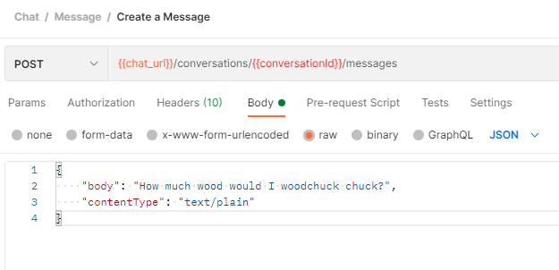 Postman - create message