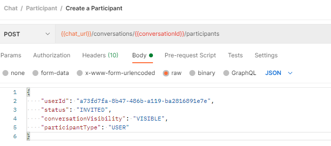 Postman - AddParticipant