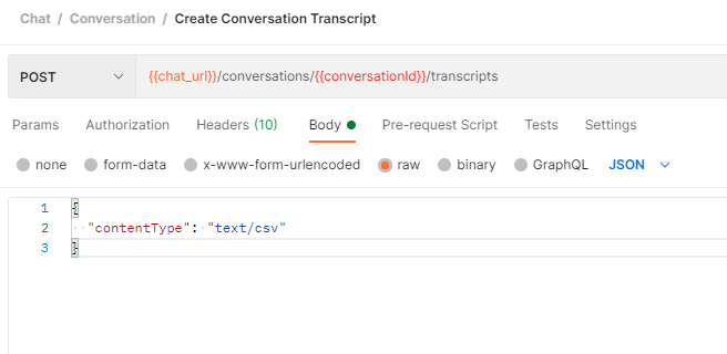 Postman - create transcript