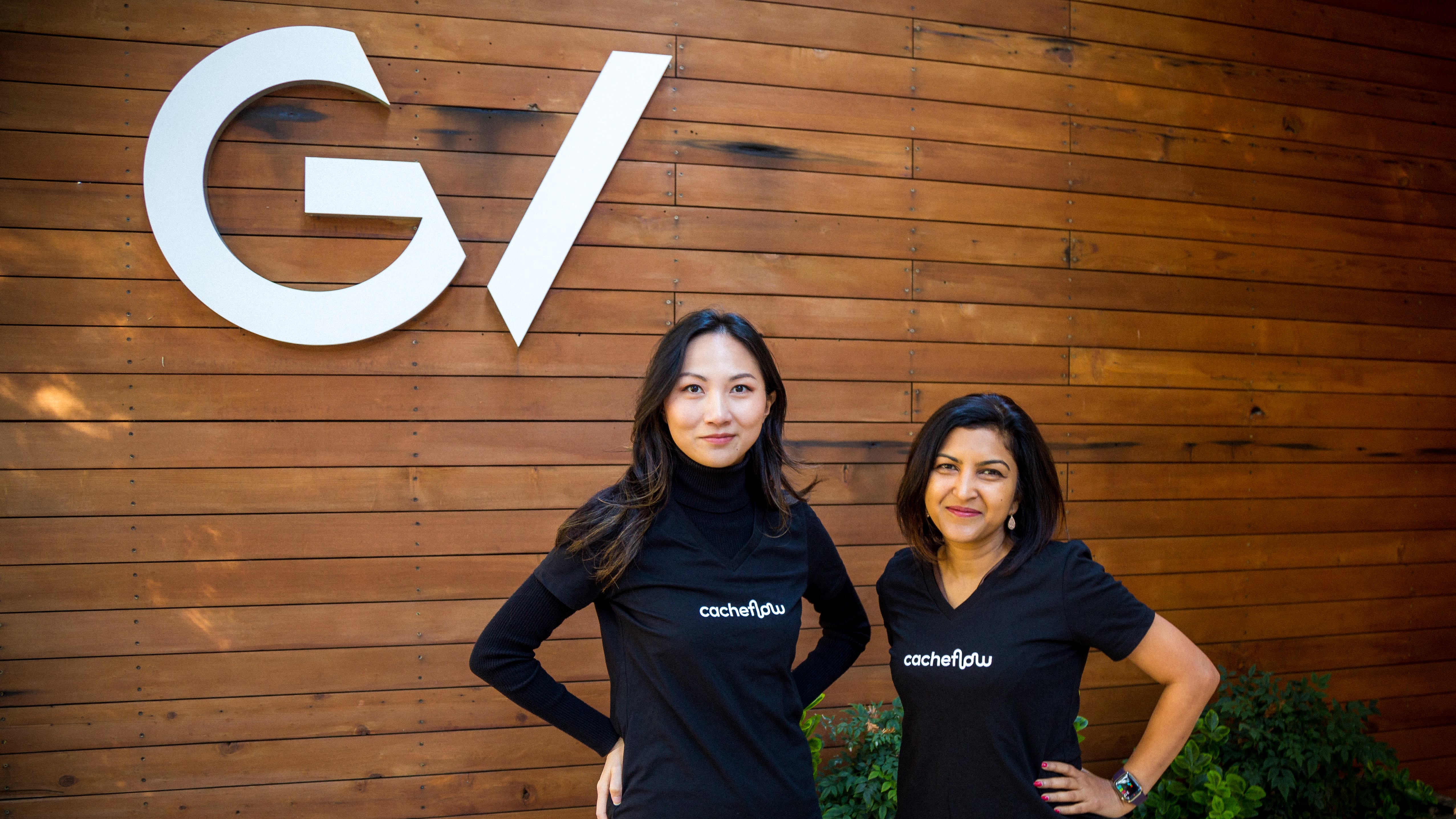GV Partner Crystal Huang with Cacheflow CEO and co-founder Sarika Garg