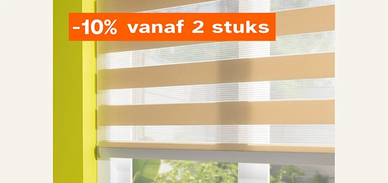 Alle rolgordijnen op maat gemaakt 10% korting vanaf 2 stuks