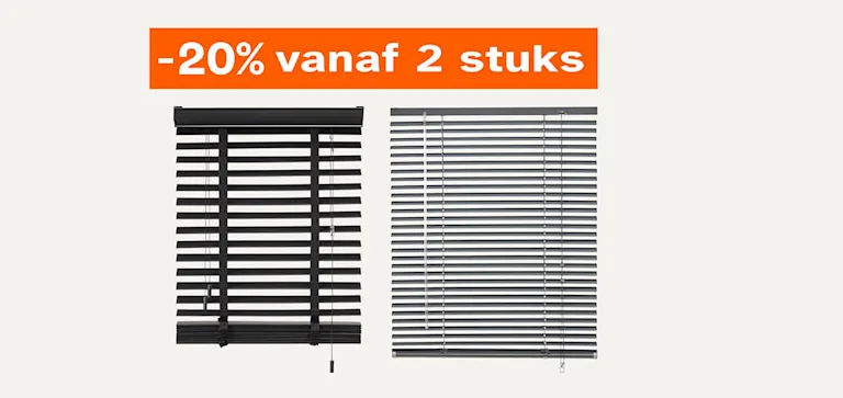 Alle kant en klaar raamdecoratie 20% korting vanaf 2 stuks