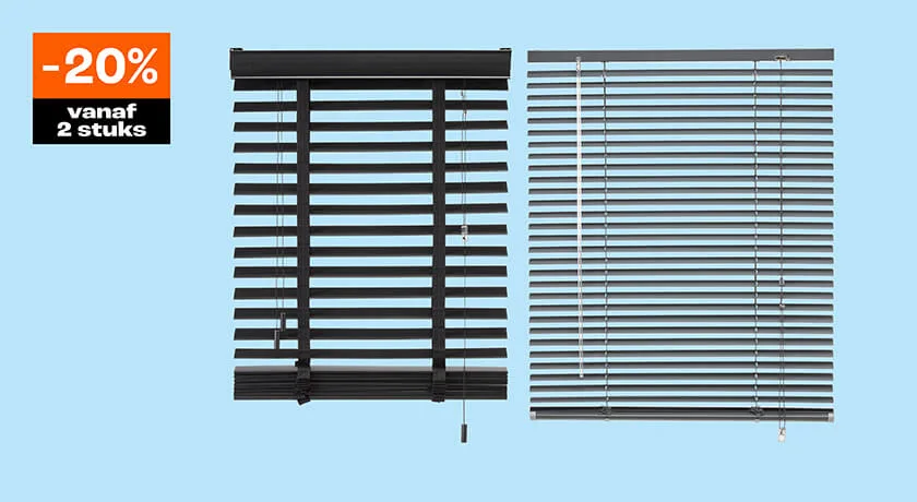 Alle kant en klaar raamdecoratie 20% korting vanaf 2 stuks