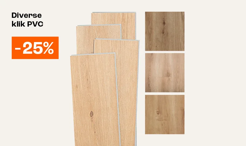 25% korting op diverse PVC klik