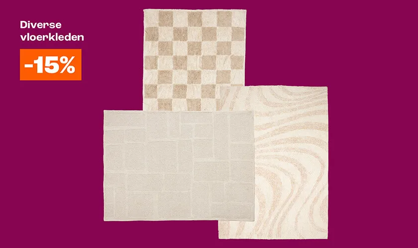 Diverse vloerkleden 15% korting