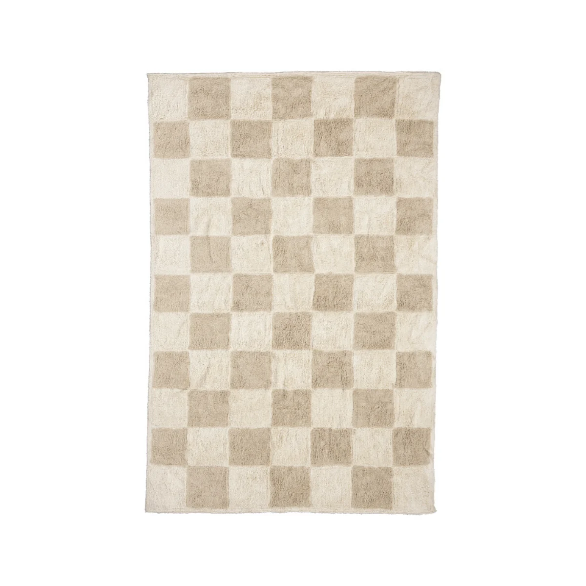 Vloerkleed Eden met een geblokt patroon in natuurlijke kleuren