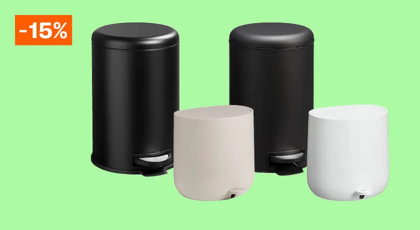 15% korting op alle afvalemmers t/m 20L