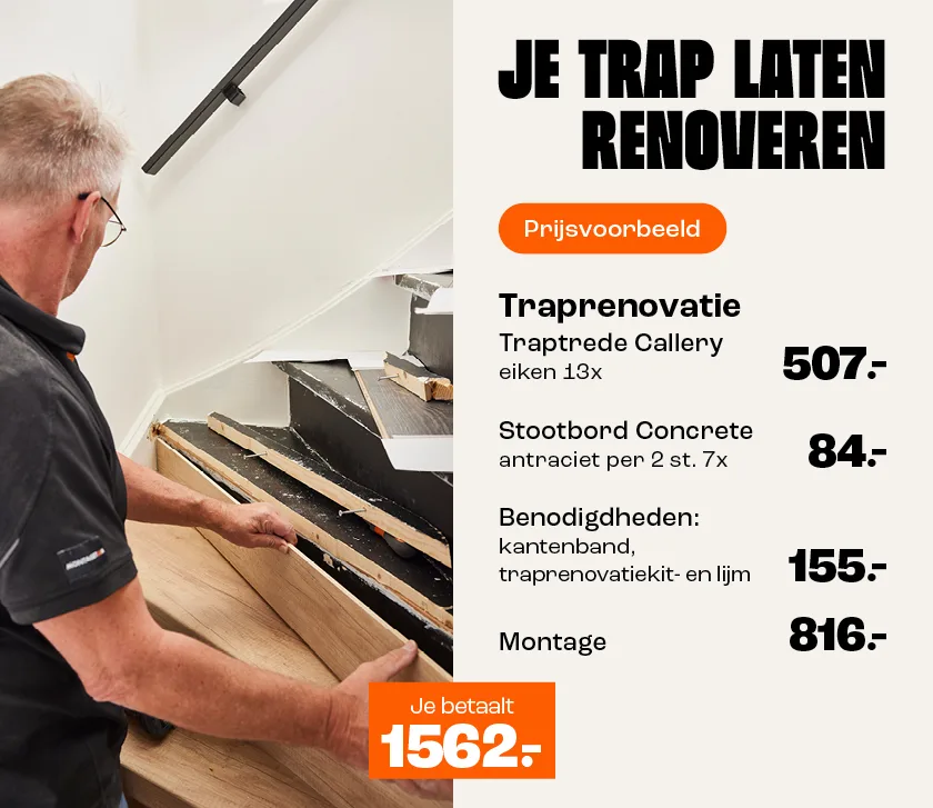 Prijsvoorbeeld traprenovatie met laminaat