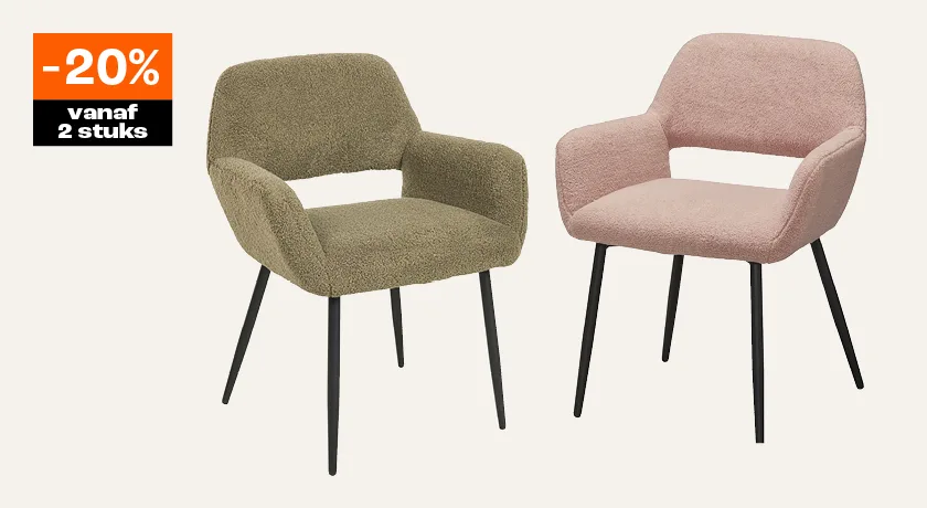 20% korting op eetkamerstoelen Tesimo vanaf 2 stuks