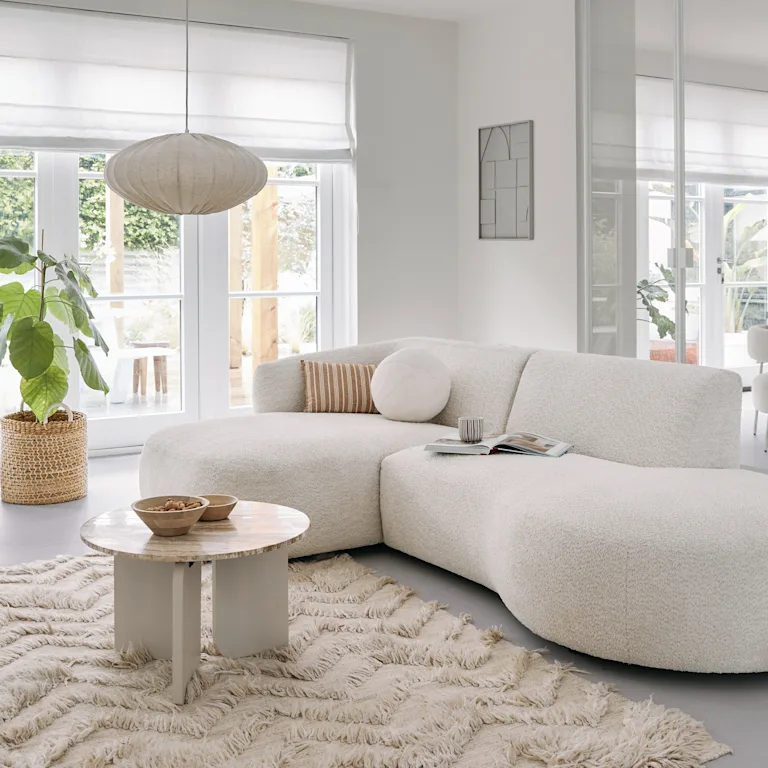 Hoekbank Rozzano in beige woonkamer