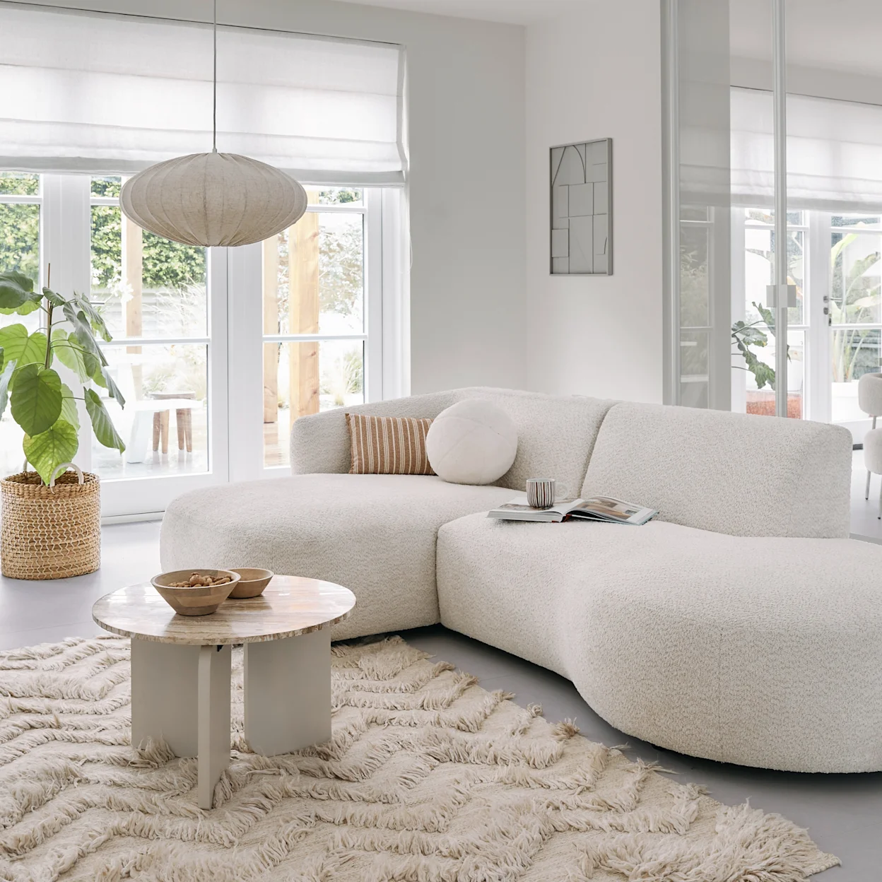 Hoekbank Rozzano in beige woonkamer