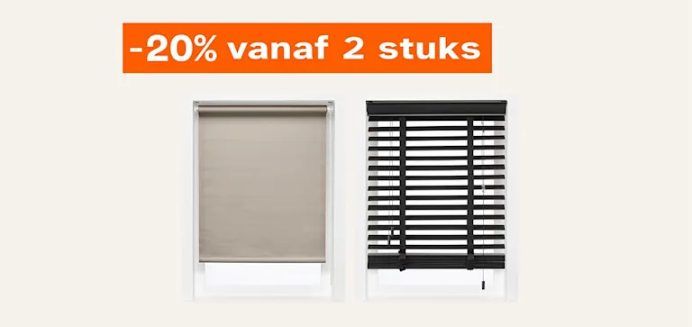 Alle kant en klaar raamdecoratie 20% korting vanaf 2 stuks