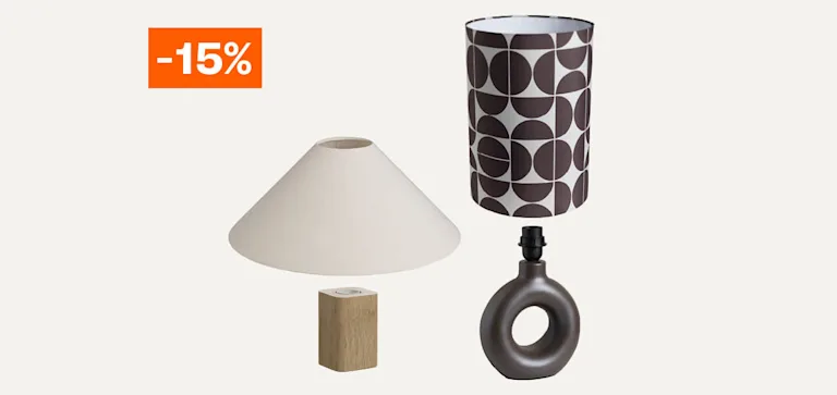 15% korting op lampen en voeten